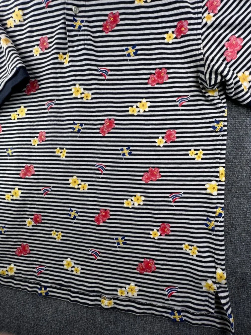 Brooks Brothers Floral Flags Short Sleeve Polo Shirt Striped Large Original Fit - Picture 13 of 15